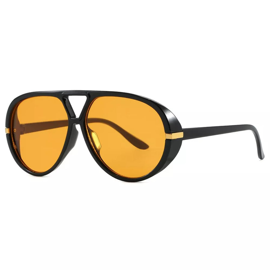 PC Frame material: Polycarbonate Lens material: Polycarbonate Temple material: P sunglasses in orange with oversized