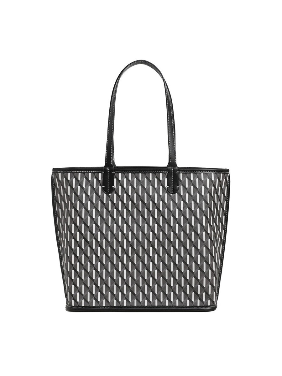 tote featuring geometric in Black with PU Leather Imported Size &amp texture