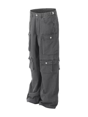 Grey Men S Loose Fit Cargo Pants