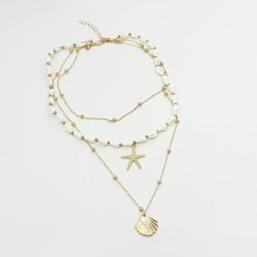 18k Gold-plated Bohemian Seashell Layered Necklace option 5