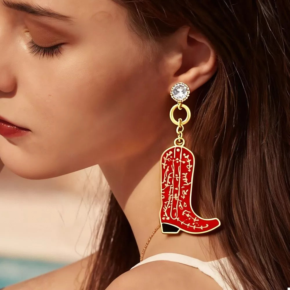 earrings in red featuring dangle and dangle fit