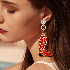 earrings in red featuring dangle and dangle fit