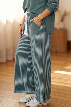 French Blue lounge set with hip-length, full-length and pullover, drawstring, elastic