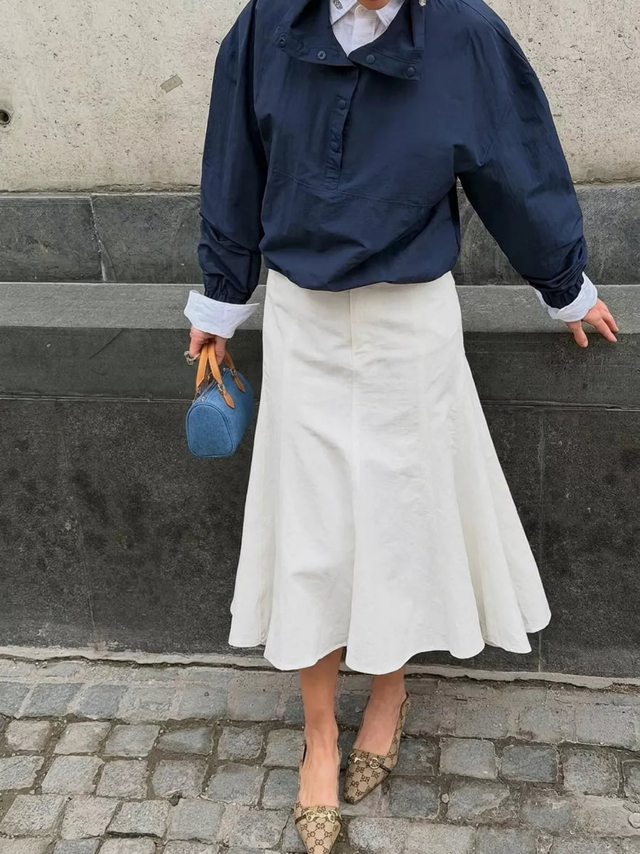 midi skirt in white