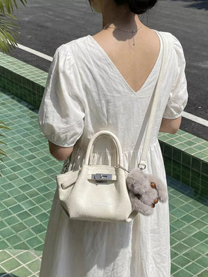 Top Handle Leather Crossbody Bag in White
