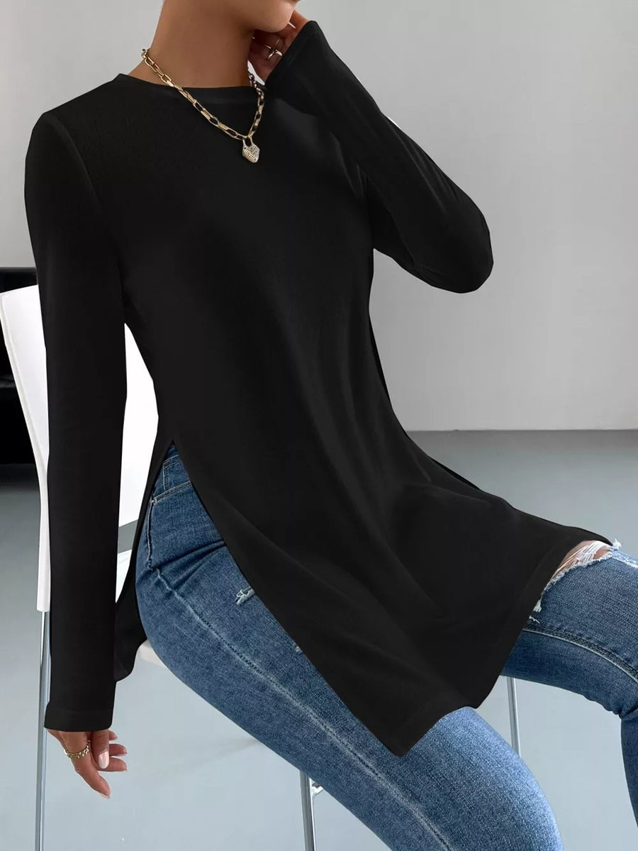 Long Sleeve Side Slit T-shirt option 7