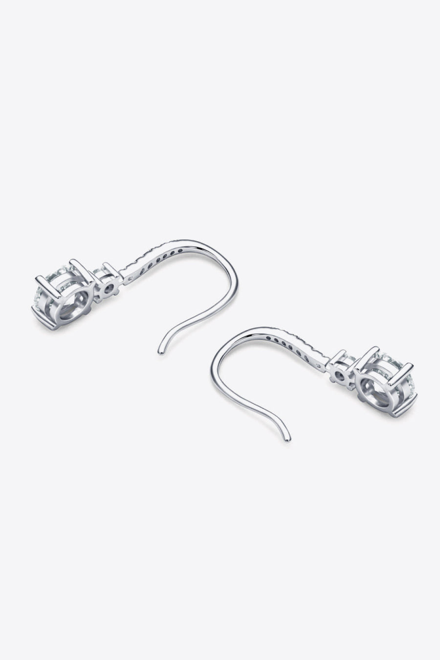 Silver moissanite cascade drop earrings with delicate pave detailing.