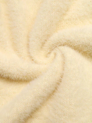 Button Up V-neck Cardigan in pale yellow with buttoned