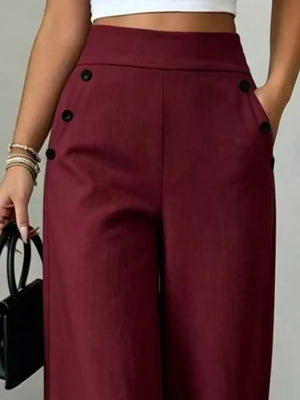wide-leg pants in Fuchsia Pink with pocketed and full-length