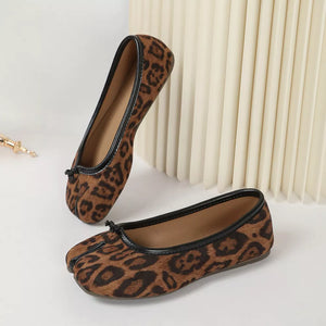 flats featuring leopard-print in Black with Polyester,Rubber Imported Size &amp texture