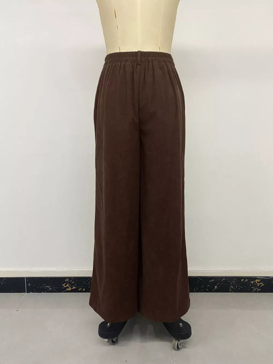 wide-leg pants in dark brown
