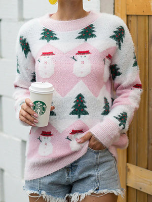 Purple pullover sweater with hip-length and pullover