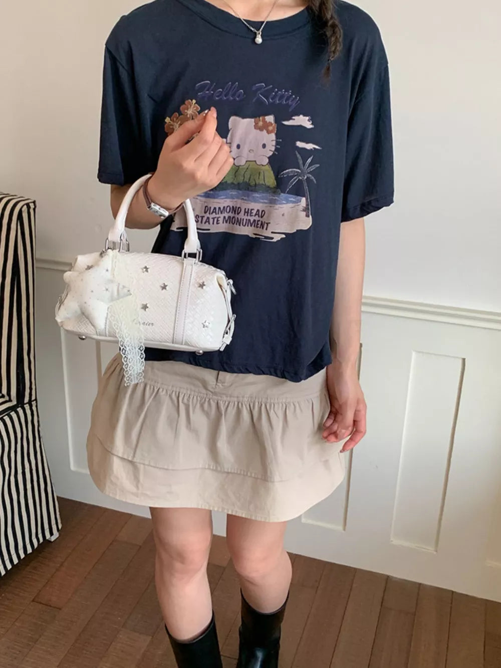 crossbody bag in White with star embellishments and mini