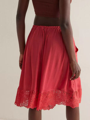 Lace Trimmed Relaxed Fit Shorts in Black, view 14