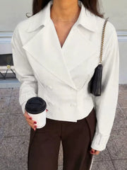 white blazer with cropped and button-front