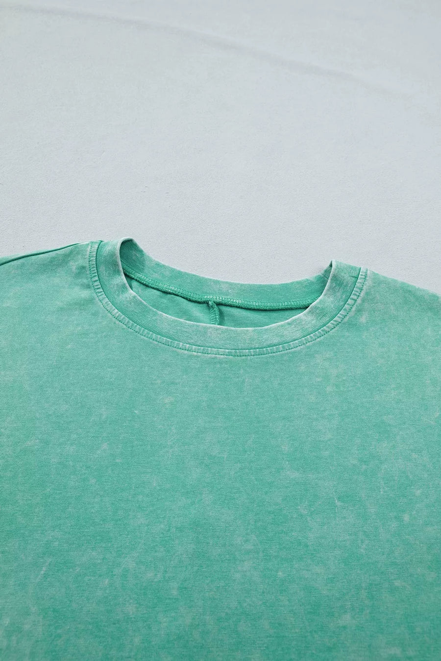 Solid Color Cotton Mineral Washed Oversize Tee in Mint Blue, view 19