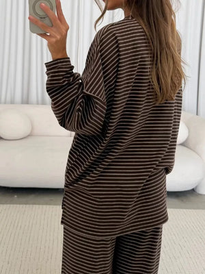 modern pajama set in Dark Brown with mock neck