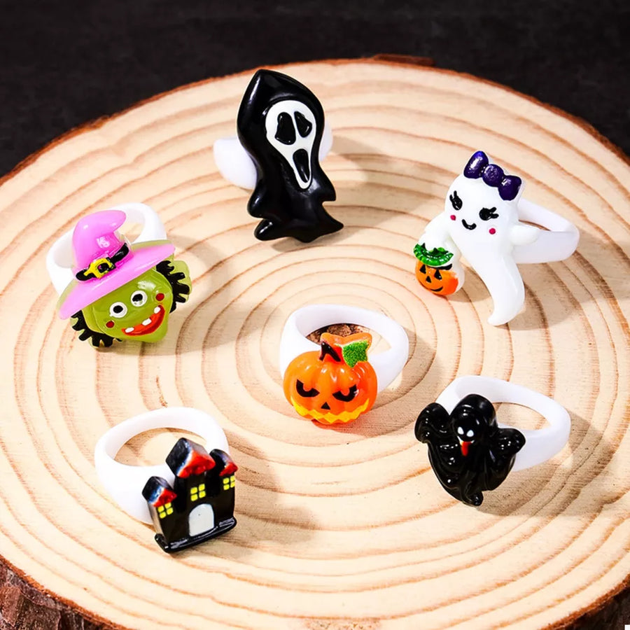 black ring featuring halloween themed and graphic-print