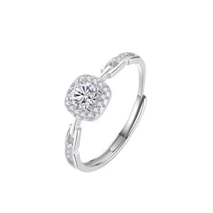 925 Sterling Silver Zircon Ring in clear with zircon stone