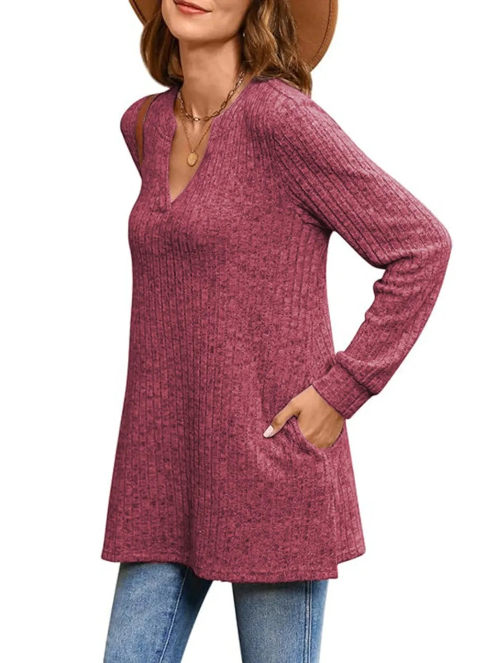 t-shirt featuring ribbed in Blush Pink with 100% polyester Care instructions: Machine wash cold texture