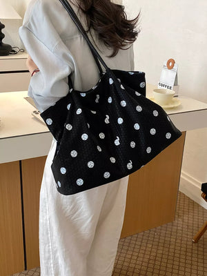 Black with Polka Dot Shoulder Bag in Black