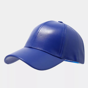 Pu Leather Baseball Cap in Pink with structured crown