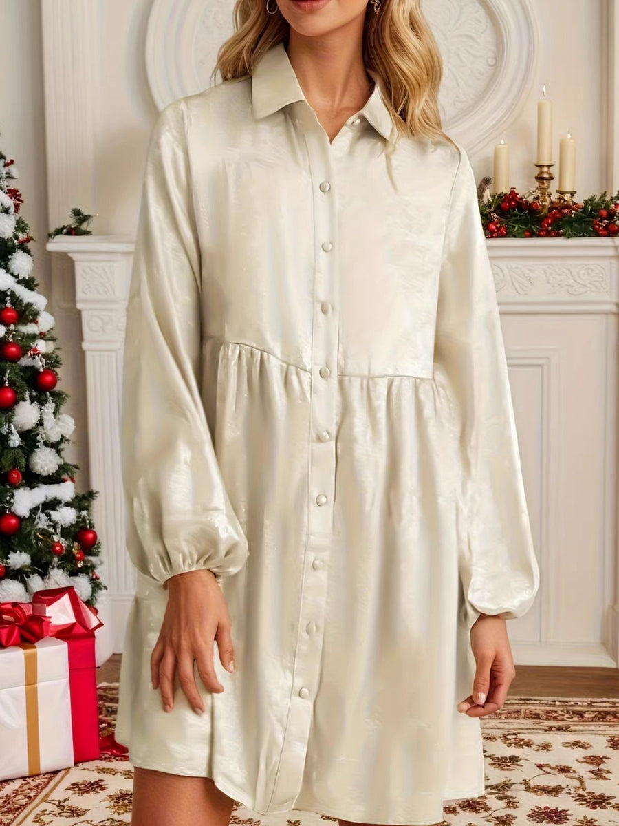 100% polyester Care instructions: Machine wash cold shirt dress in Apricot Color with A-line silhouette