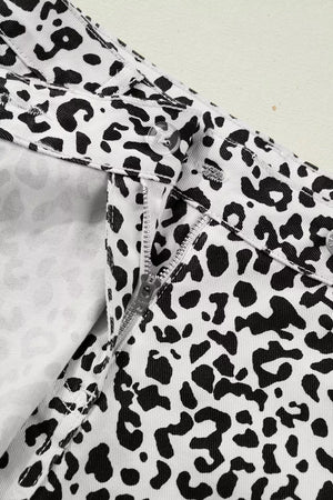 denim shorts in Leopard with leopard-print and decorative button