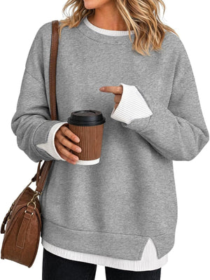 athleisure sweatshirt in light blue with crew neck