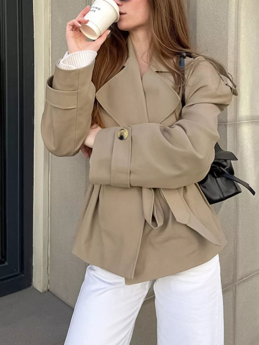 Chic Double-breasted Belted Trench Coat option 7