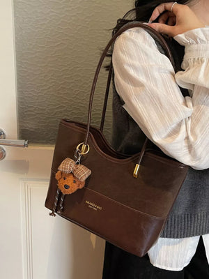 Camel Pu Leather Shoulder Bag