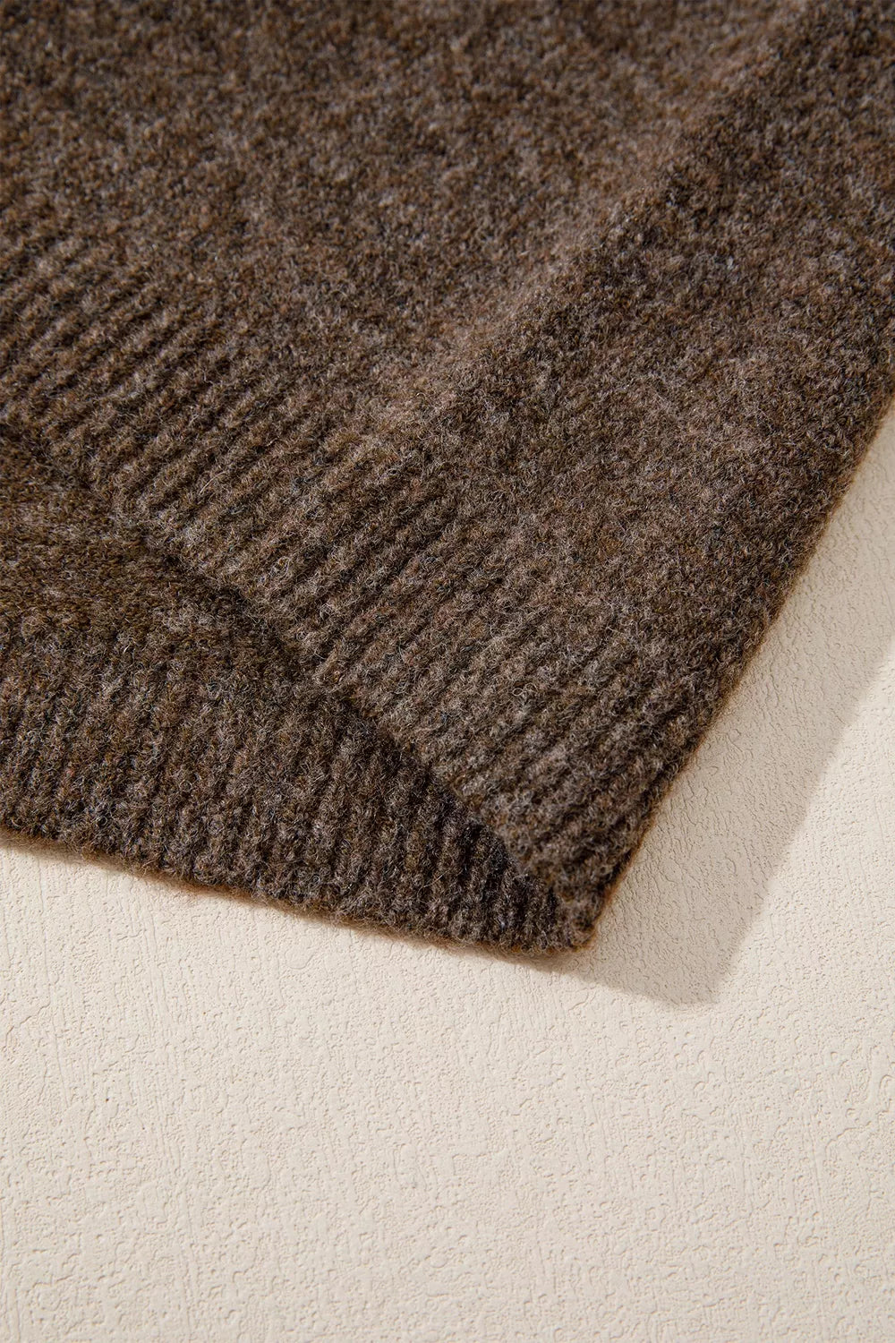 mock neck sweater featuring floral in Coffee Brown with 70% polyester, 20% acrylic, 10% polyamide Care instructions: Machine
