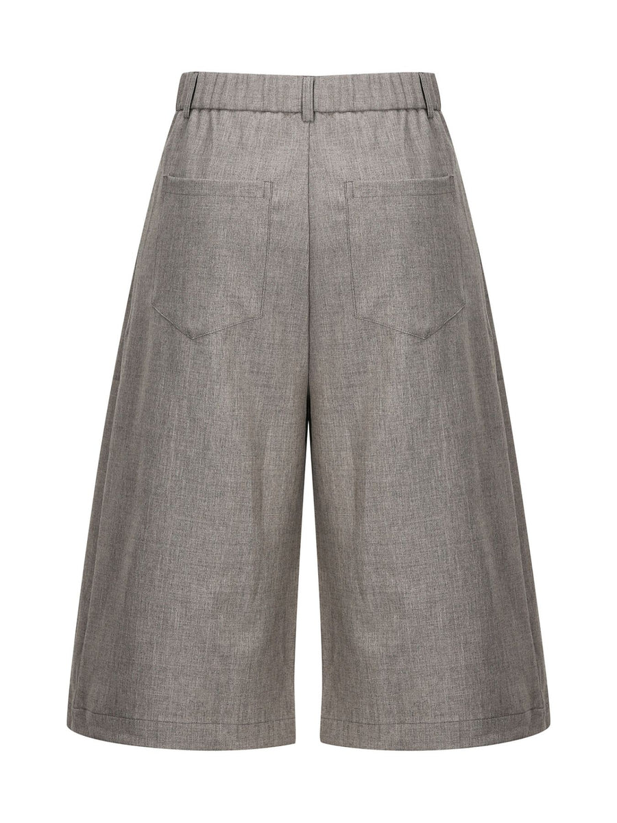 95%polyester,5%spandex Care instructions: Machine wash cold capri pants in Khaki with wide-leg silhouette
