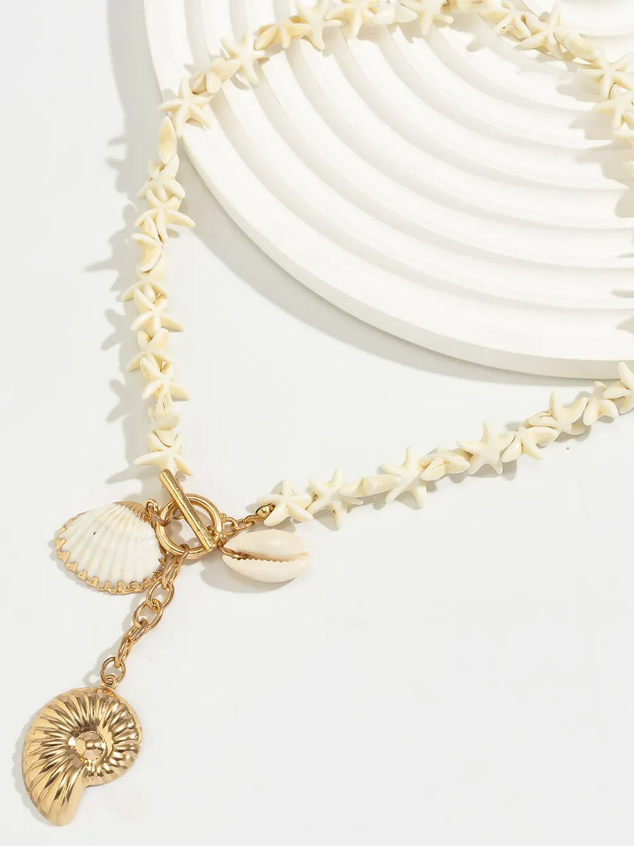 cream necklace with choker and toggle