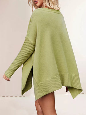 light beige v-neck sweater with ribbed hem and long sleeve