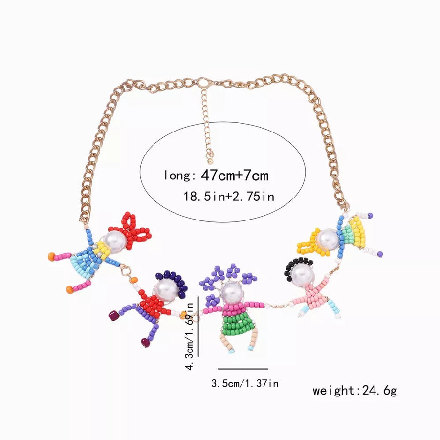 18k Gold-plated Bead Charm Necklace in Multicolor with bead charms