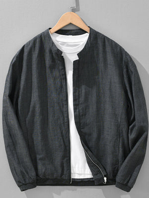 classic bomber jacket in Light Gray with mandarin collar