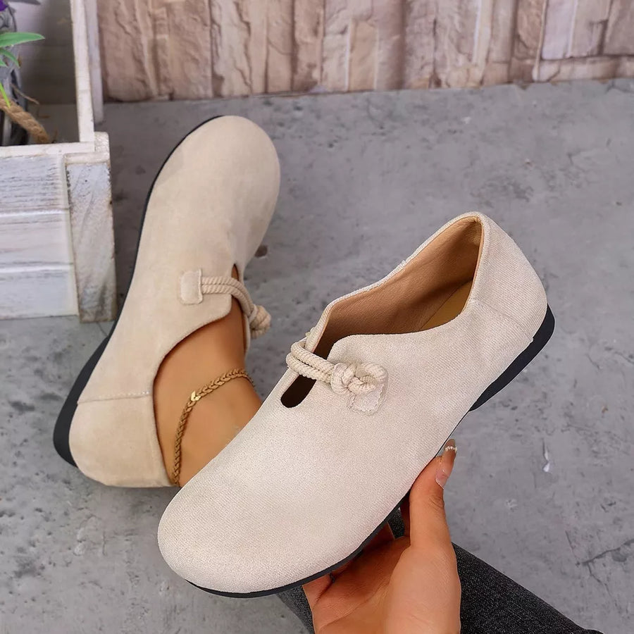 Round Toe Slip-ons in Cream White with round toe