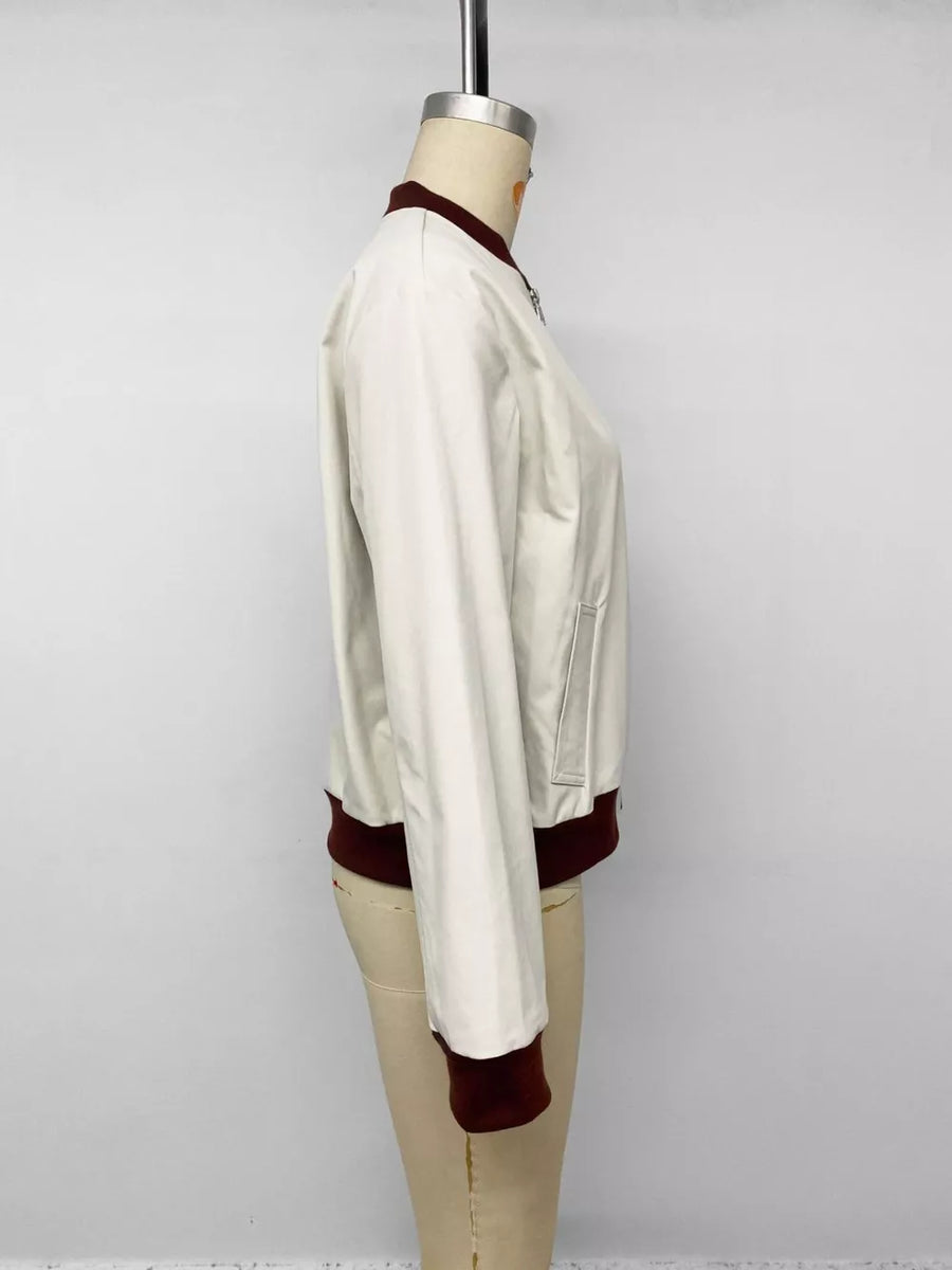 Contrast Trim Zip Up Jacket option 7