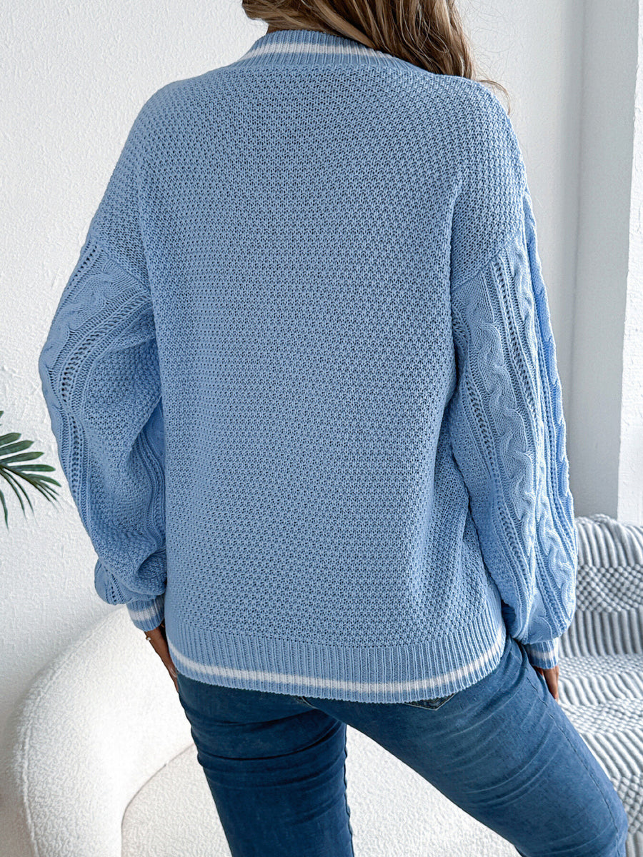 100% acrylic Care instructions: Machine wash cold v-neck sweater in Khaki with relaxed silhouette