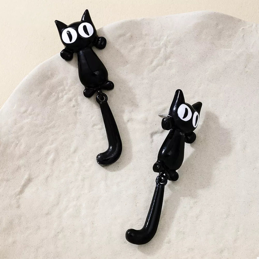 18K Gold-Plated, Alloy Care instructions: Avoid wearing during exercise, as swea earrings in Black with straight silhouette