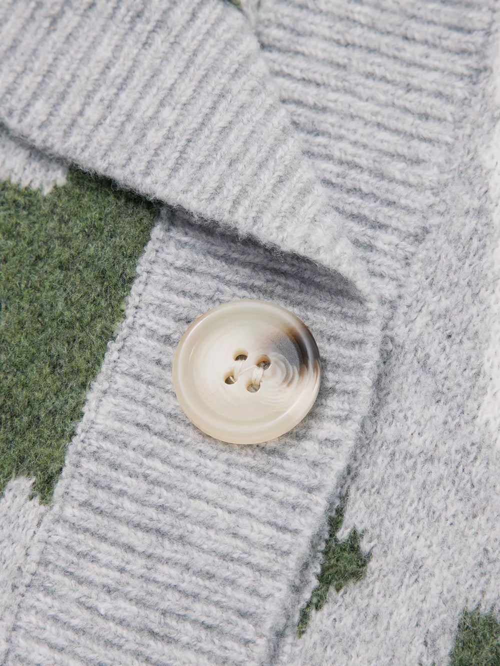 cardigan featuring camo in Dark Green with 50% regenerated polyester, 29% polyester, 13% acrylic, 5% wool texture