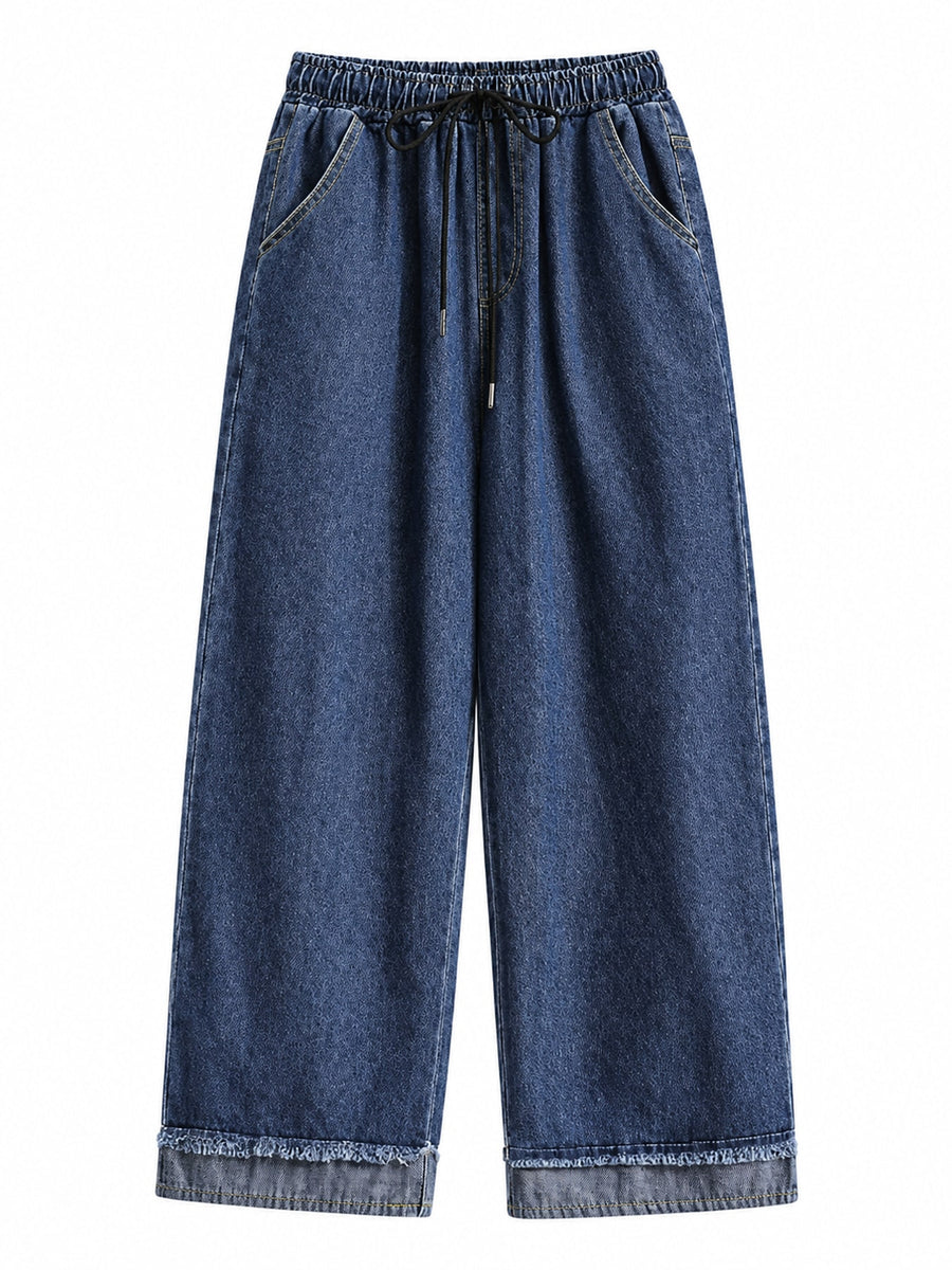 wide-leg jeans in Light Blue with washed and ankle-length