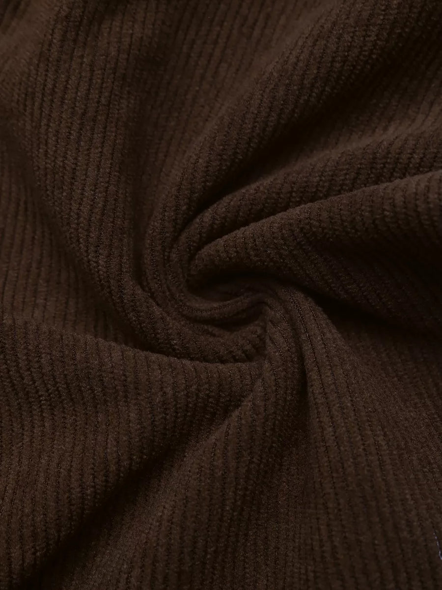 High-waisted Wide-leg Pants in Coffee Brown with pocketed