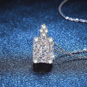 necklace in silver featuring moissanite stone and straight fit