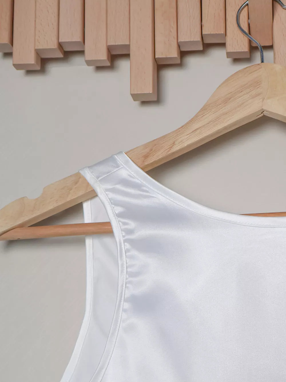 minimalist tank top in white with deep v-neck
