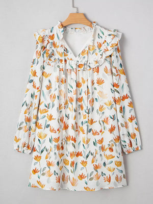 Bohemian Floral Print Ruffle Mini Dress option 6