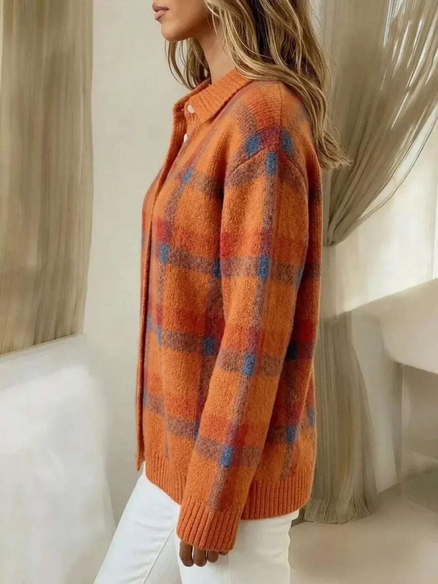 Blue Plaid Button-up Cardigan