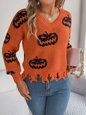 pullover sweater in light gray with v-neck and long sleeve