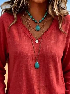 Gray t-shirt with hip-length and pullover